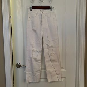 Like new Wild Fable highest rise white distressed jeans.